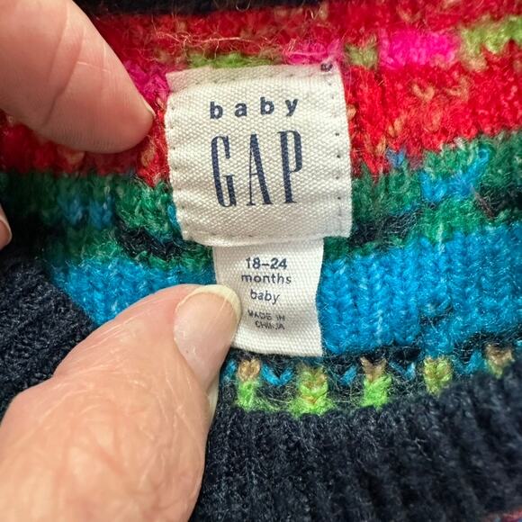 BABY GAP Fair Isle Nordic Knit Sweater 18-24 Months Colorful Winter Pullover - Picture 4 of 5